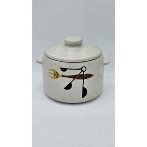 Vintage 1950's Westbend Bean Pot Kitchen Ceramic Crock Jar Lid Hand Made USA B5